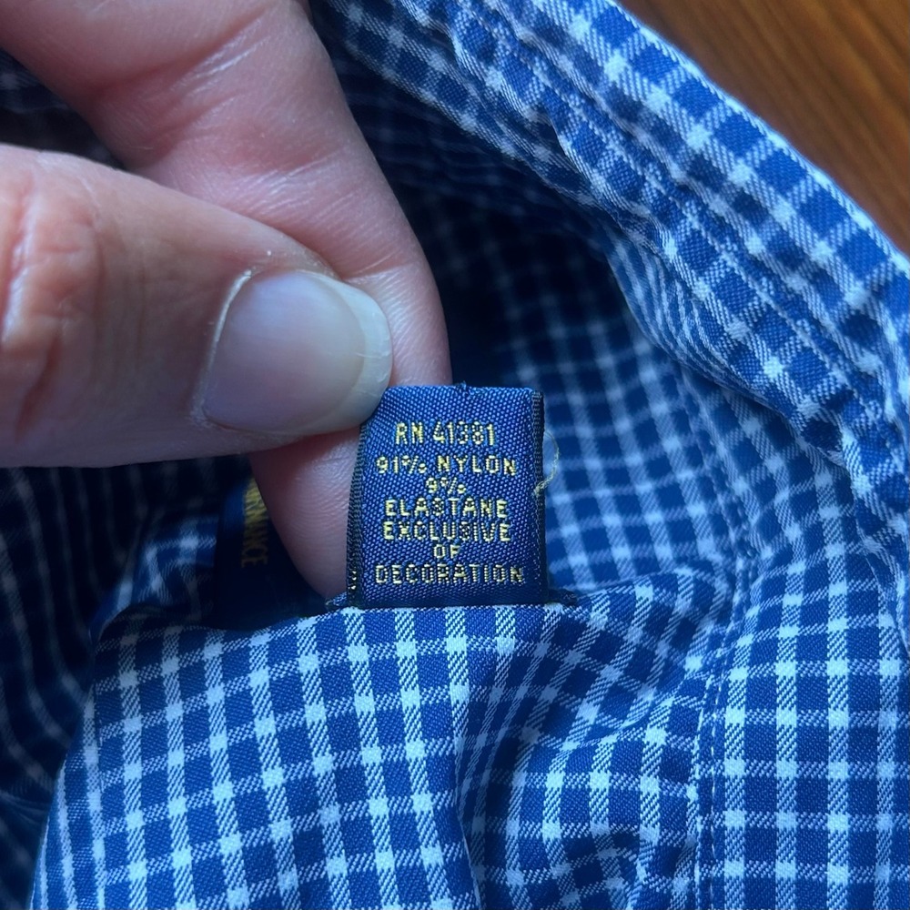 Polo Ralph Lauren Performance Blue Micro Gingham Button Down Large - Picture 5 of 5